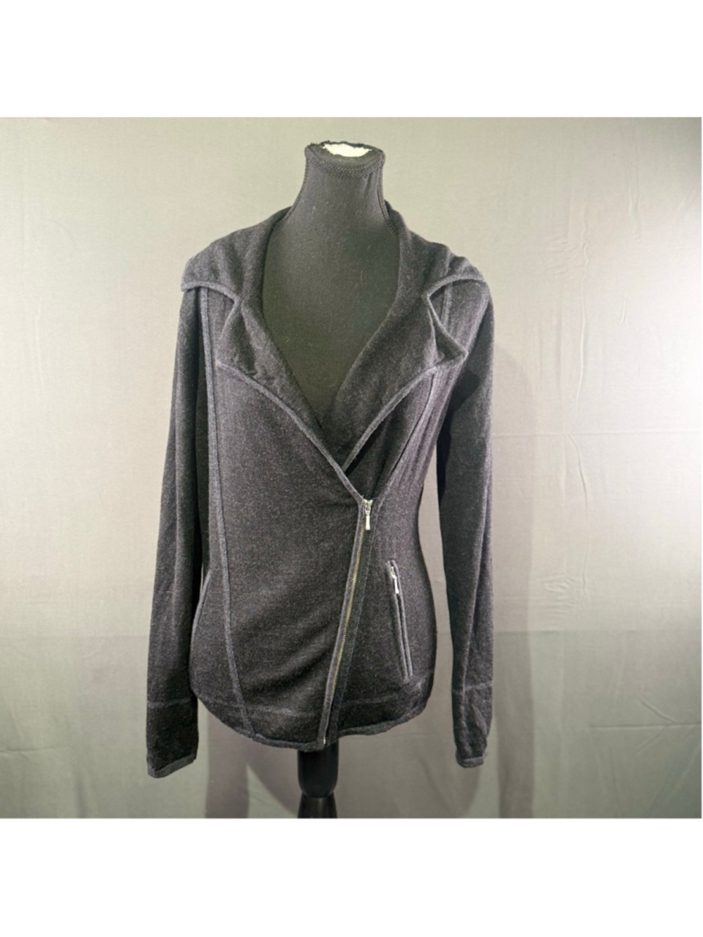 Krimson Klover Jacket Women’s M Moto Knit Minimalist Gorpcore Wool Blend Gray